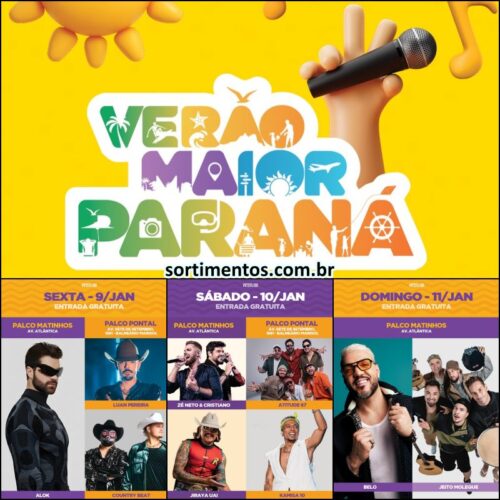 Programação Verão Maior Paraná 2026 : Alok, Zé Neto e Cristiano e hits do pagode abrem o festival de musica no litoral paranaense