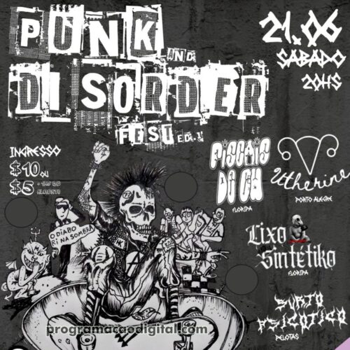 Punk and Disorder Fest no Caos Bar em Porto Alegre terá shows das bandas Utherine, Surto Psicótico, Lixo Sintétiko e Fiscais de Cv