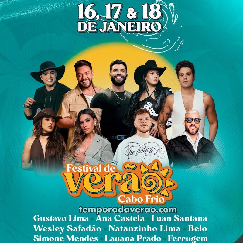 Confira a programação do Festival de Verão de Cabo Frio 2026 - programacaodigital.com