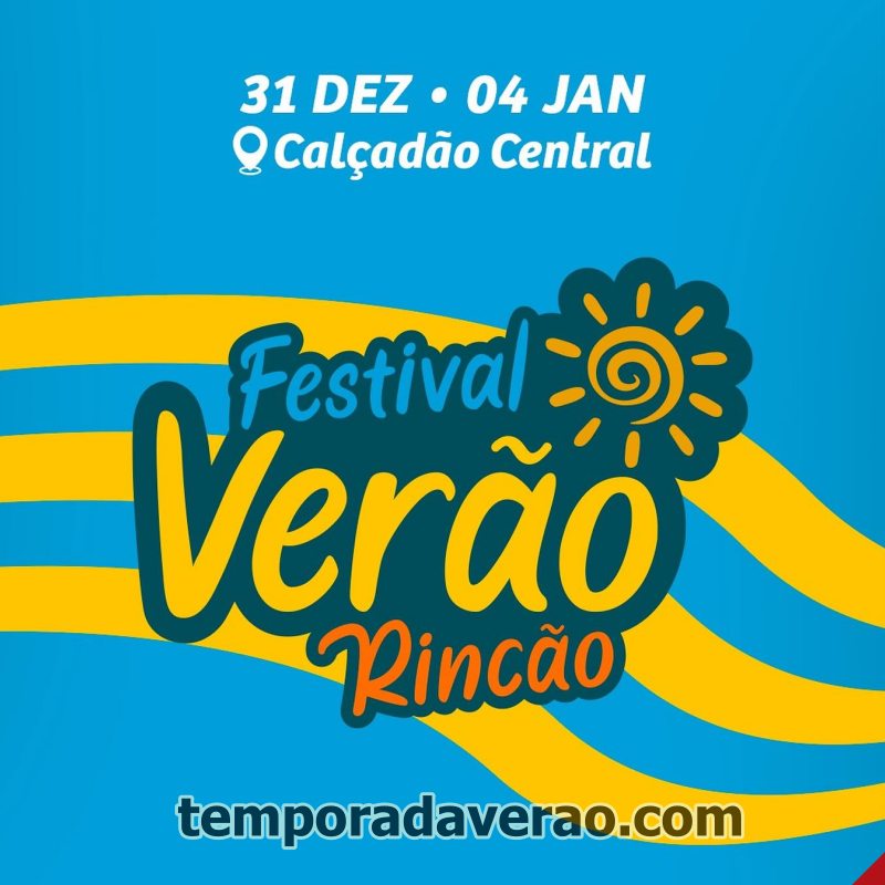 Shows Festival de Verão 2026 no Balneário Rincão no litoral de Santa Catarina - programacaodigital.com