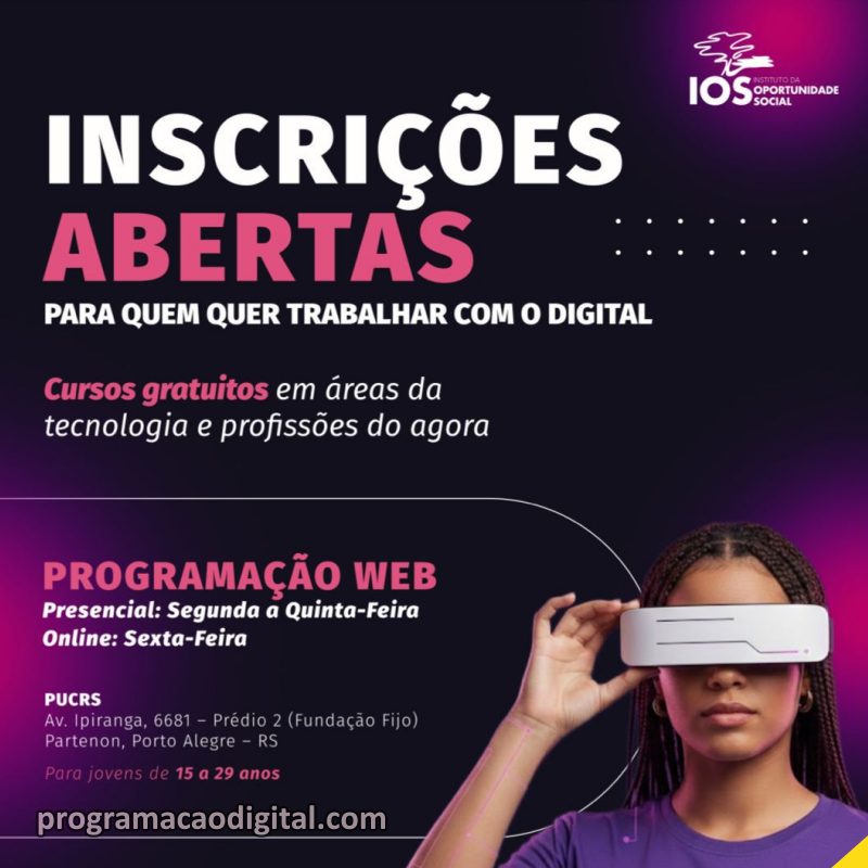 Curso gratuito e presencial de Programação Web em Porto Alegre