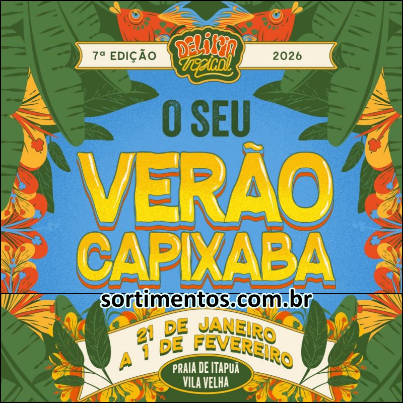 Programação do Festival Delírio Tropical 2026 na Arena de Verão, na Orla de Itapuã, em Vila Velha