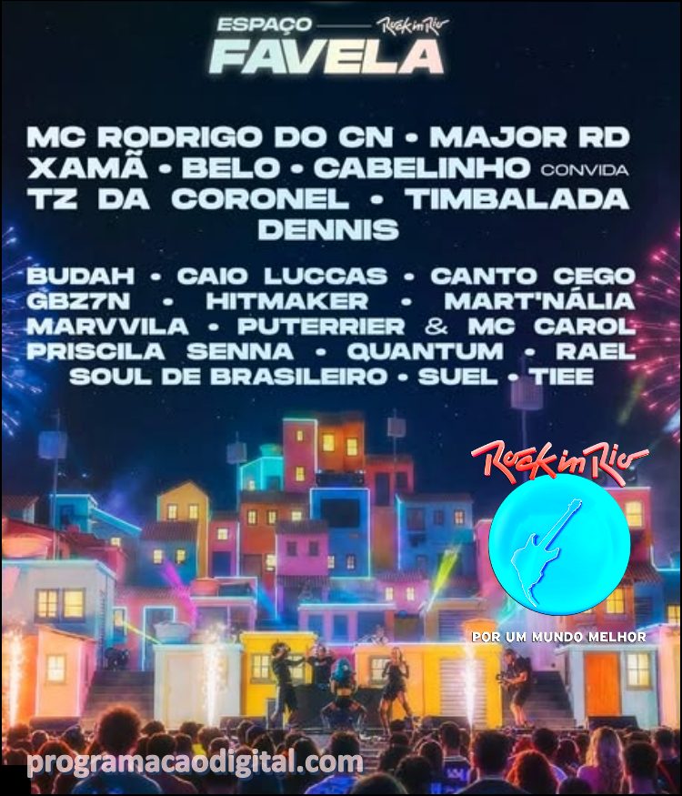 Line-up completo do Espaço Favela no Rock in Rio