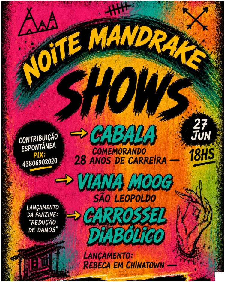 'Noite Mandrake' reúne Carrossel Diabólico, Cabala e Viana Moog em Porto Alegre - programacaodigital.com